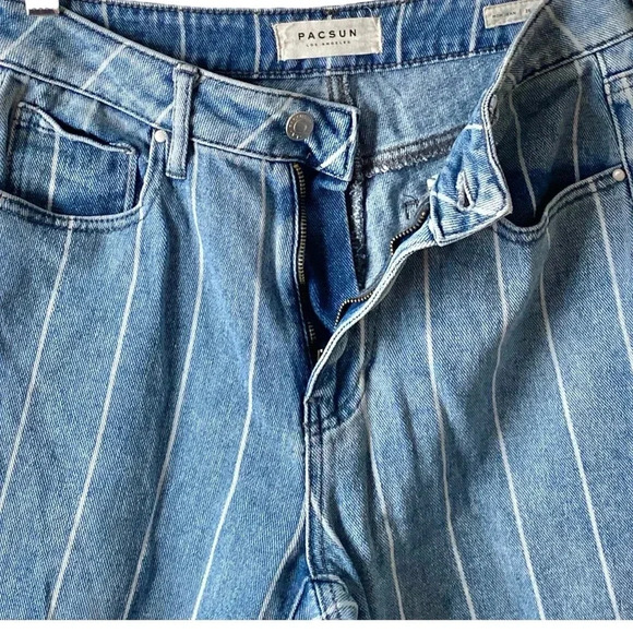 PACSUN Window Pane Striped High Rise Mom Jeans Straight Leg Cotton Denim Size 26 - Picture 6 of 10